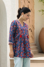 Floral Print Cotton Empire Top