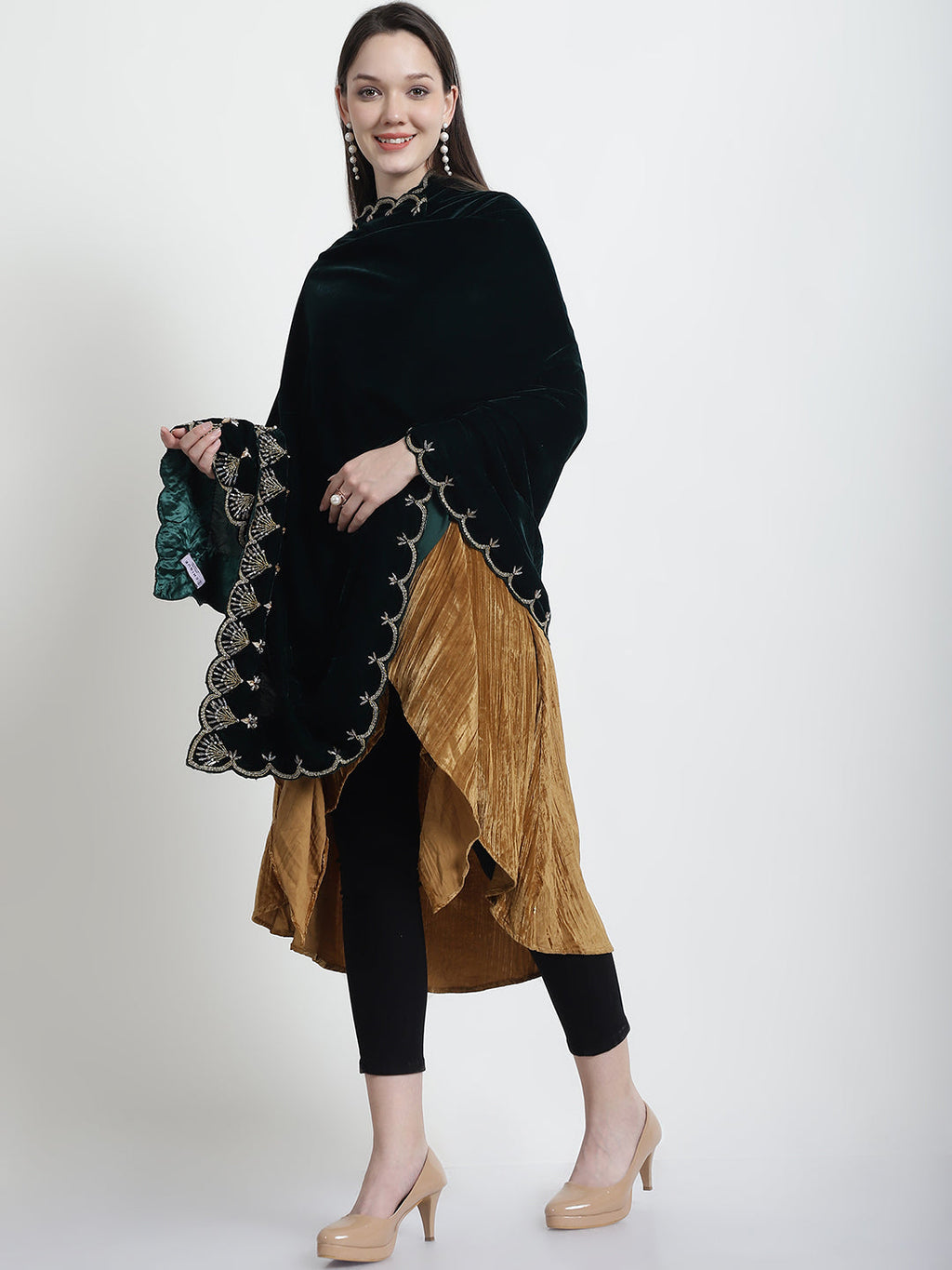 EMERALD GREEN BEADED SHAWL