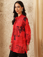 RED NEEV CONCEAL BUTTON SHIRT