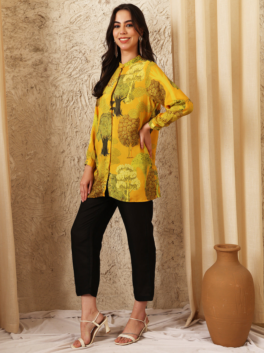 MUSTARD NEEV CONCEAL BUTTON SHIRT