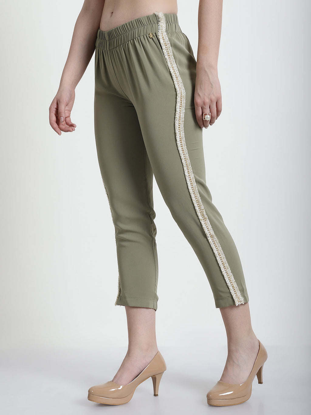 GREEN MILITARY NARROW LEG TROUSER