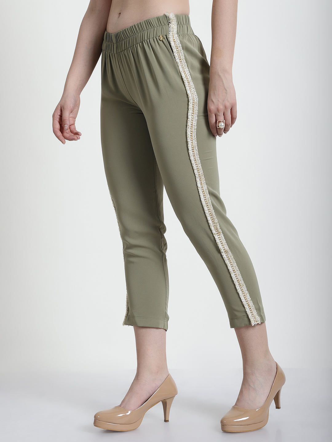 GREEN MILITARY NARROW LEG TROUSER