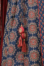 Women Blue Anarkali Cotton Printed Kurta Set