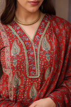 Women Ethnic Motifs Printed Pleated Pure Cotton Kurta with Trousers & With Dupatta