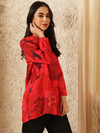 RED NEEV CONCEAL BUTTON SHIRT