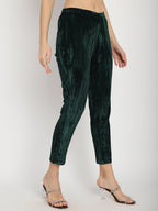 VELVET EMERALD GREEN SIDE ZIP PANT