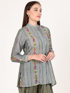LINES GREY CONCEAL BUTTON SHIRT