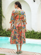 Women Ethnic Motifs Printed V-Neck Fit and Flare Ethnic Dress