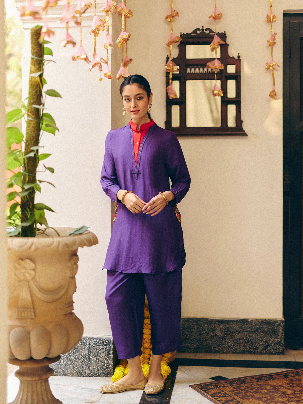 PURPLE DOUBLE COLLAR SHIRT