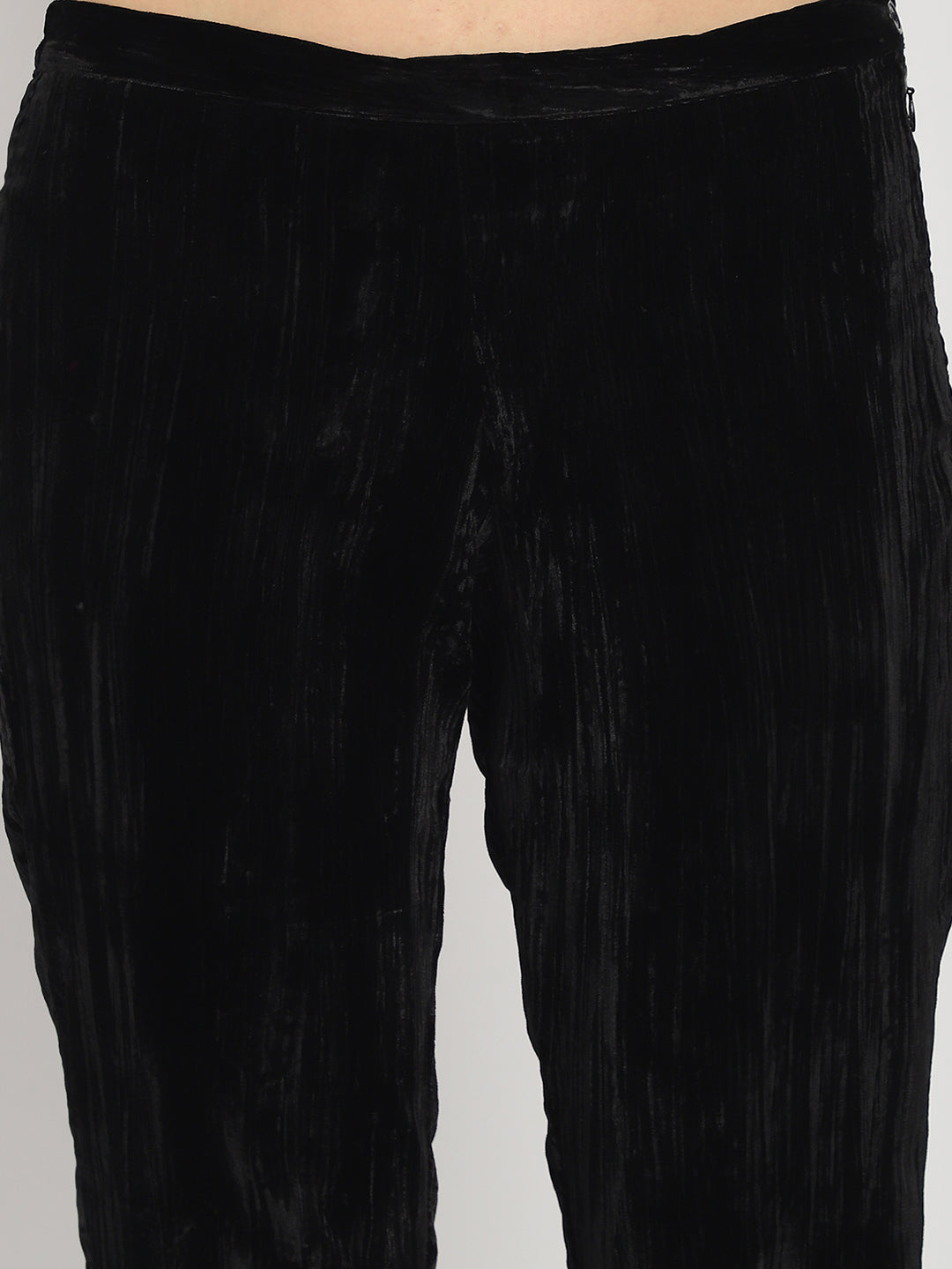 VELVET BLACK SIDE ZIP PANT