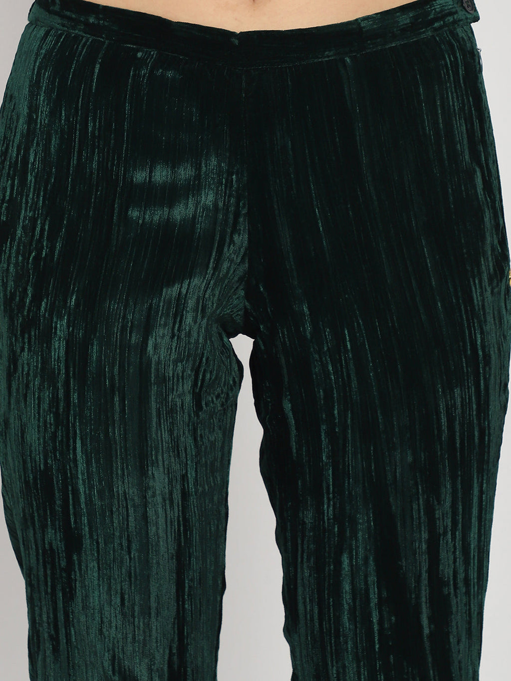 VELVET EMERALD GREEN SIDE ZIP PANT