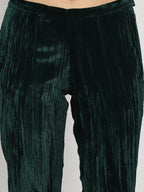 VELVET EMERALD GREEN SIDE ZIP PANT