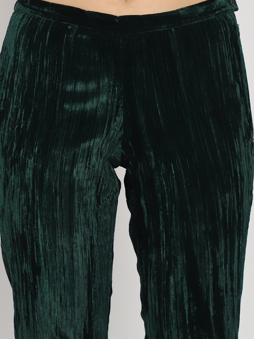 VELVET EMERALD GREEN SIDE ZIP PANT