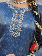 Women Floral Printed Regular Thread Work Pure Cotton Kurta with Trousers & With Dupatta