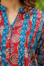 Maroon & Blue Ethnic Motif Kurti