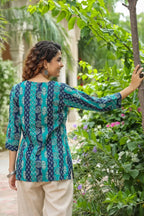 Women Green Ethnic Motifs Printed Pure Cotton Kurti