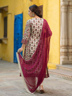 Women Ethnic Motifs Printed Regular Pure Cotton Kurta with Trousers & With Dupatta