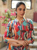 Women Abstract Print A-Line Pure Cotton Kurti