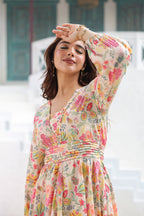 Printed Pure Cotton A-Line Midi Dress