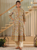 Women Floral Printed Regular Pure Cotton Kurta with Trousers & With Dupatta