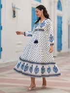 Ethnic Motifs Printed Cotton Fit & Flare Midi Dress