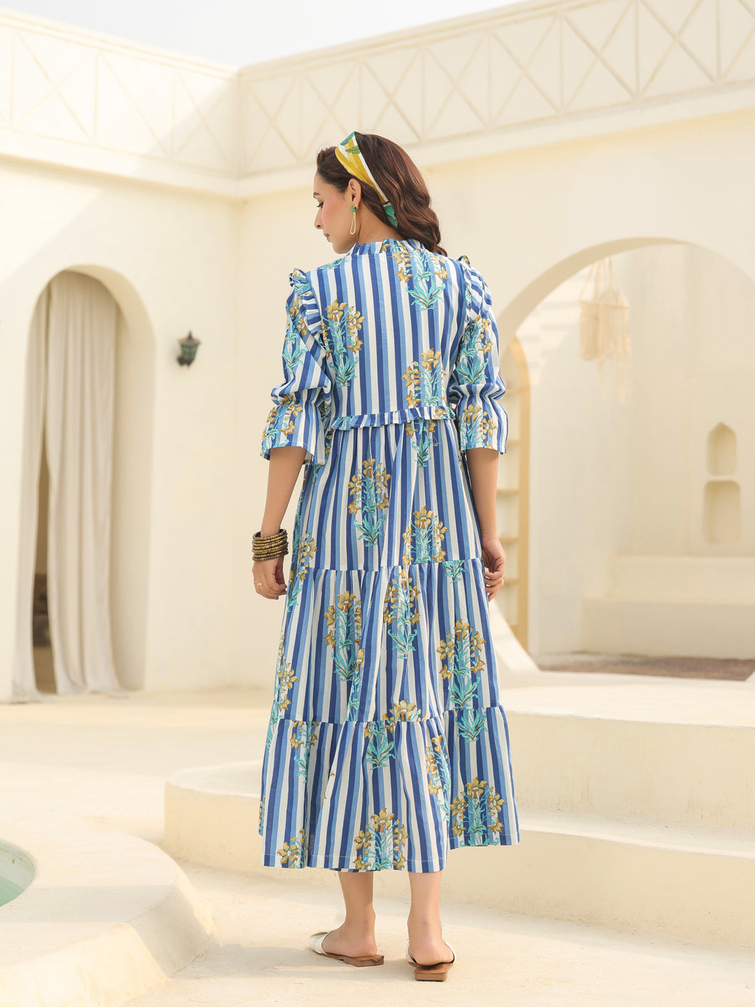 Printed Pure Cotton Fit & Flared Midi Dress