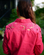 PINK TECH COLLARED BUTTON DOWN SHIRT