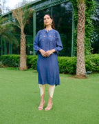 NAVY BUG GATHERED TUNIC