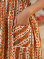 Printed Pure Cotton Fit & Flared Ethnic Dress