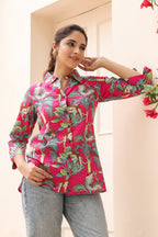 Women Animal Print Pure Cotton Top