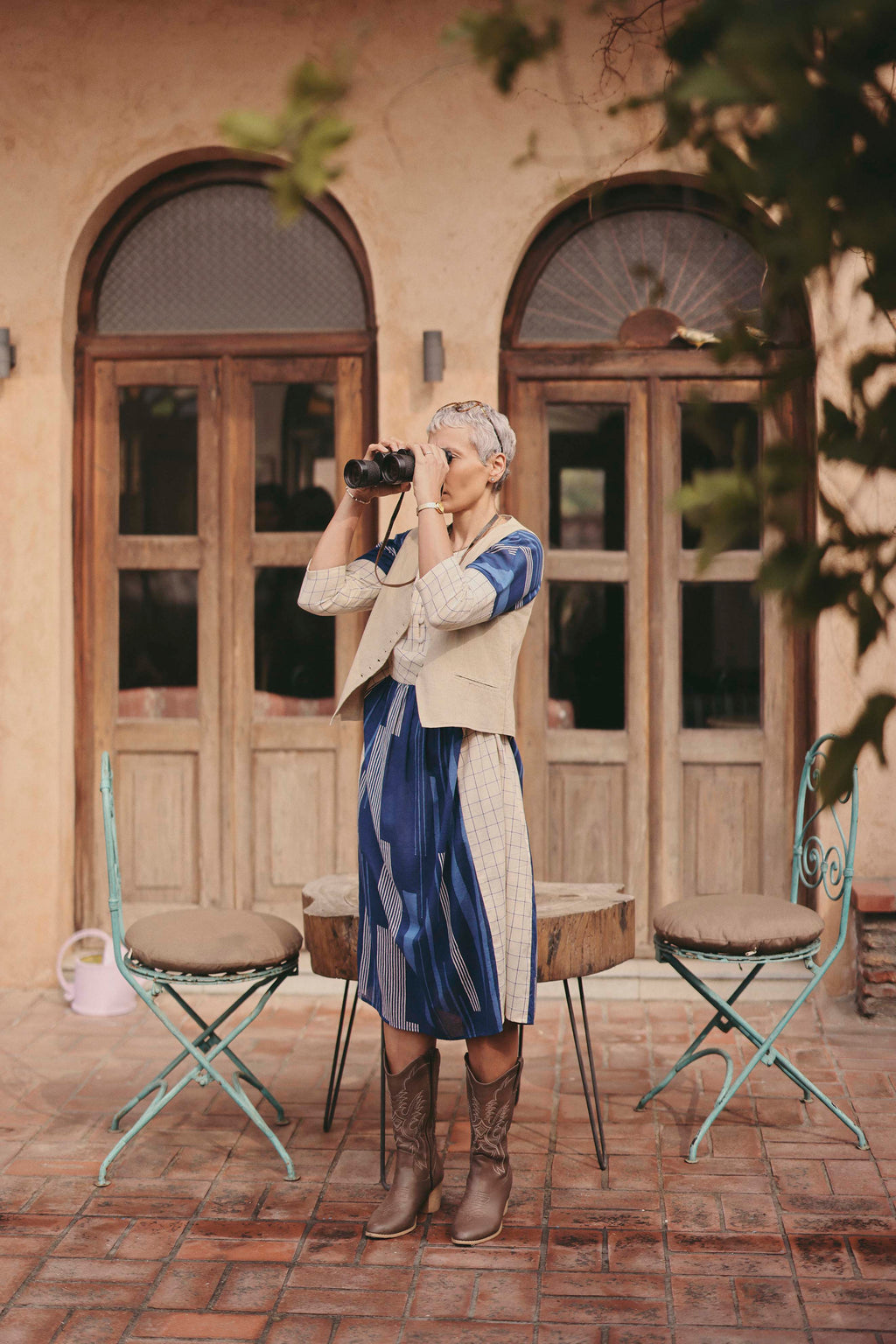 BLUE TRIM FRANK DRESS