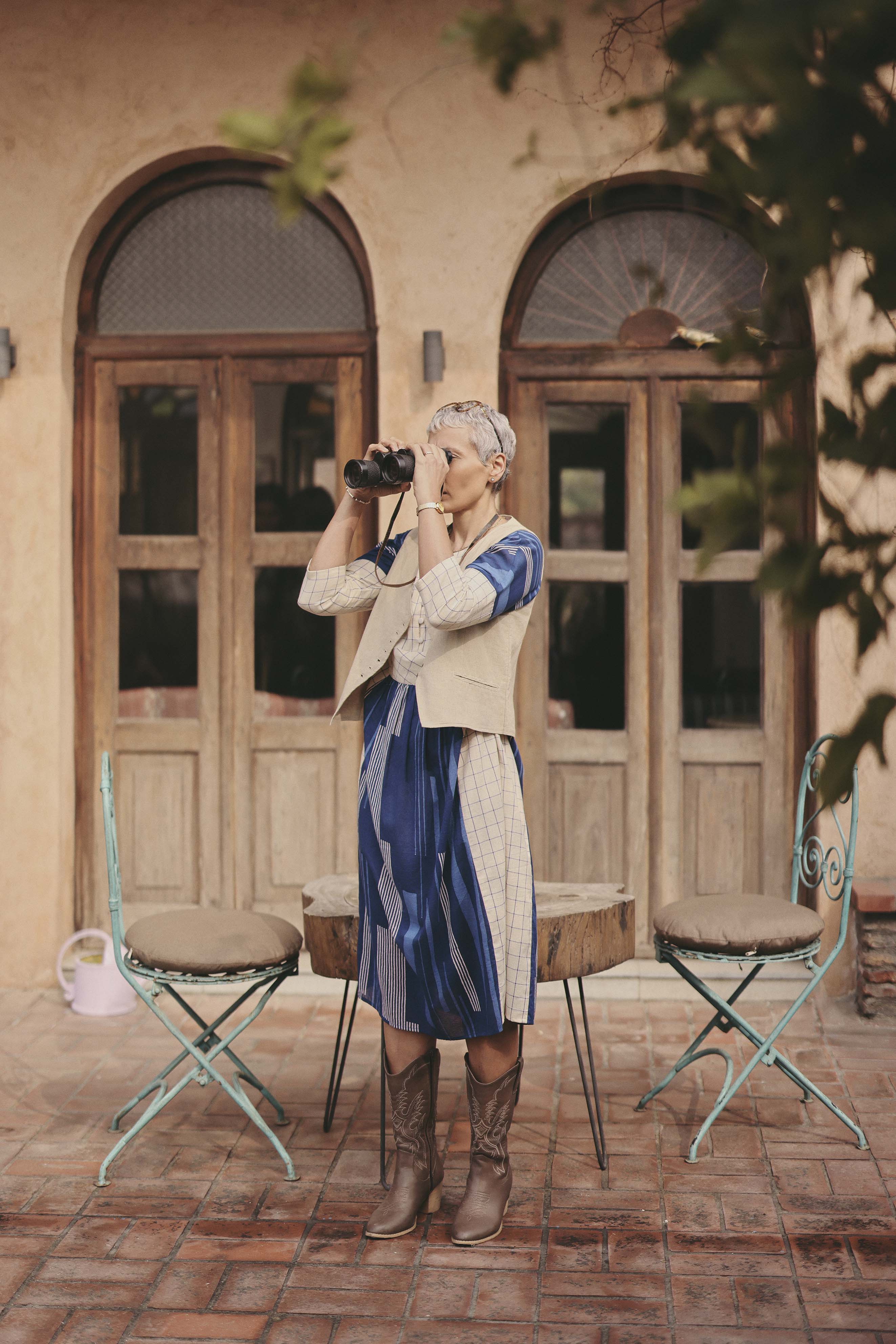 BLUE TRIM FRANK DRESS