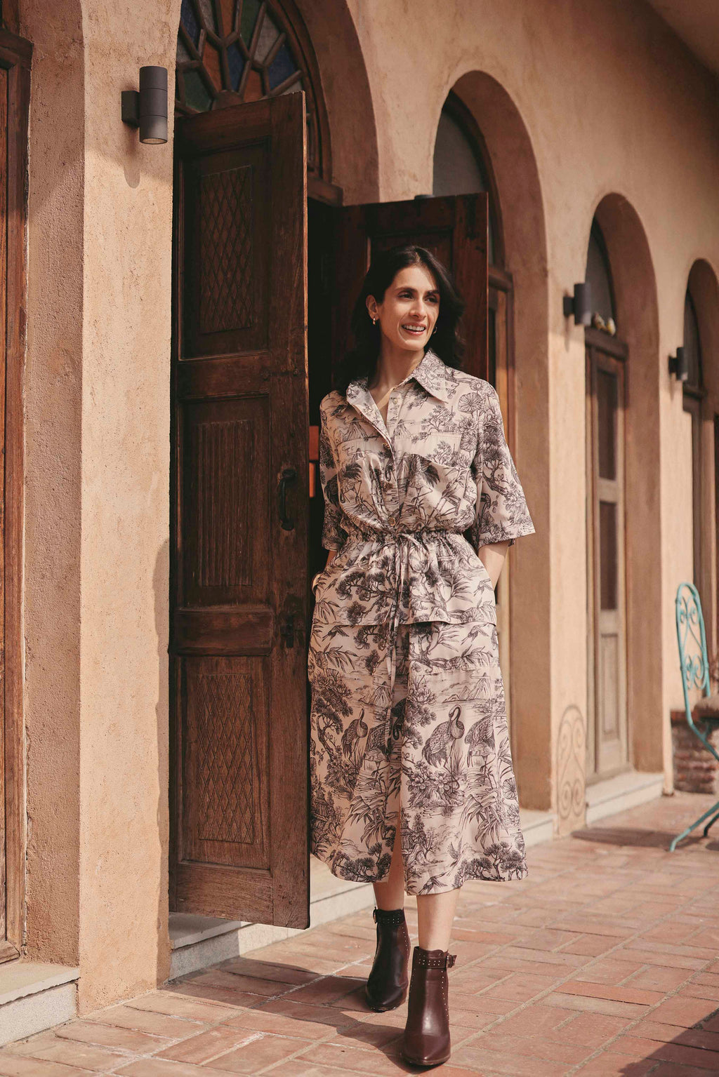 BEIGE ASIAN COUNTRYSIDE PALOMA DRESS