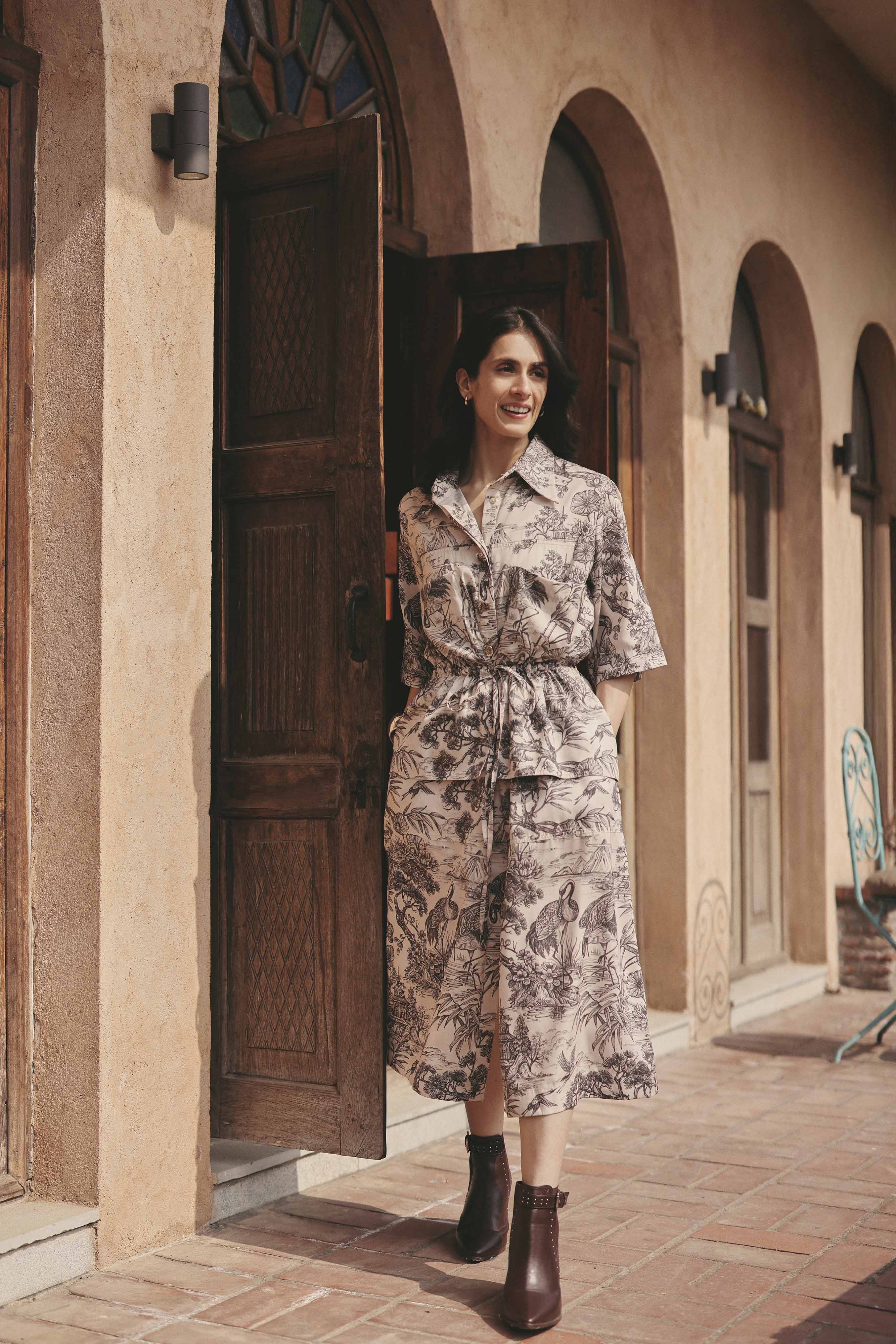 BEIGE ASIAN COUNTRYSIDE PALOMA DRESS