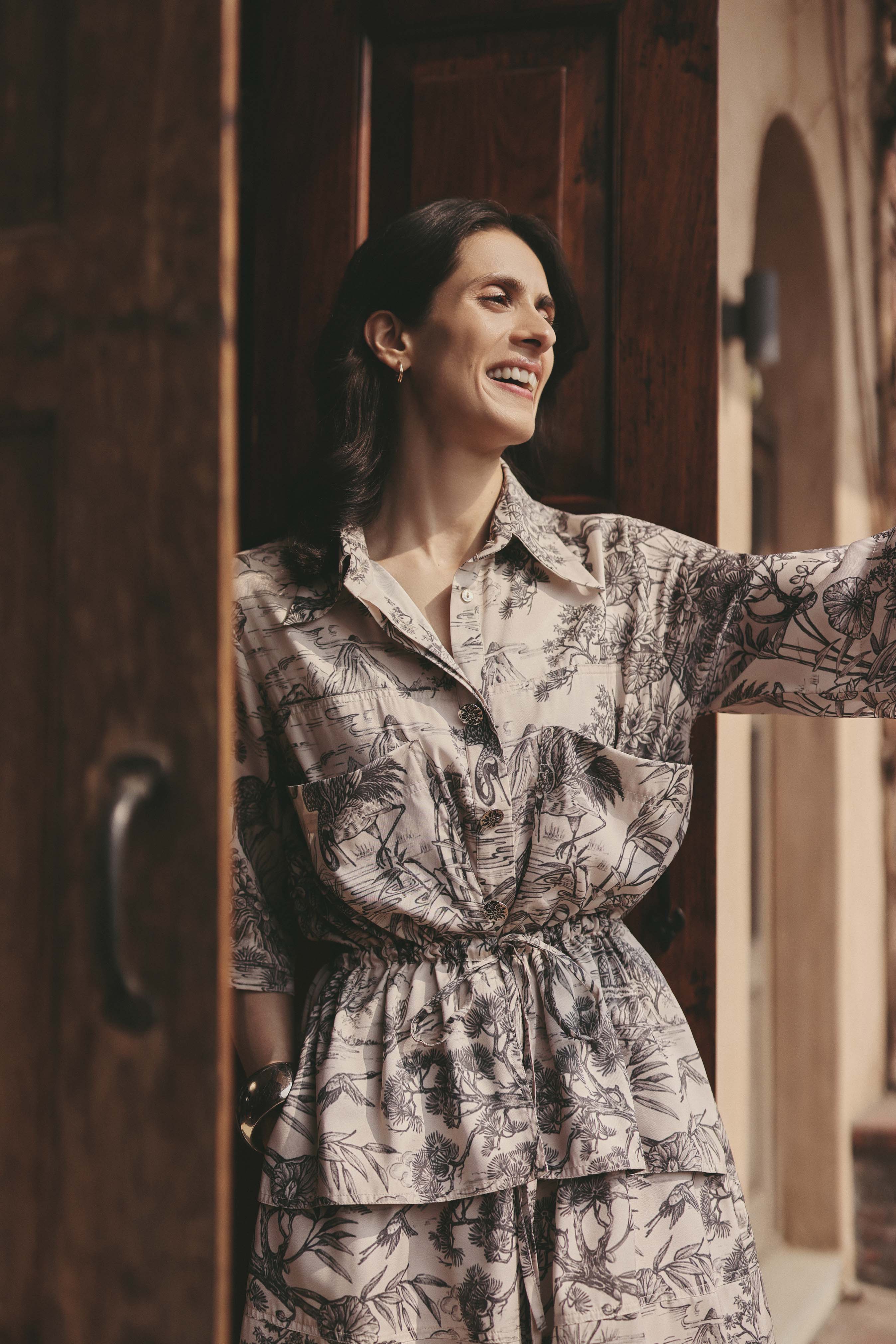 BEIGE ASIAN COUNTRYSIDE PALOMA DRESS