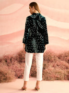 VELVET EMERALD GREEN BANDHEJ KILA SHIRT