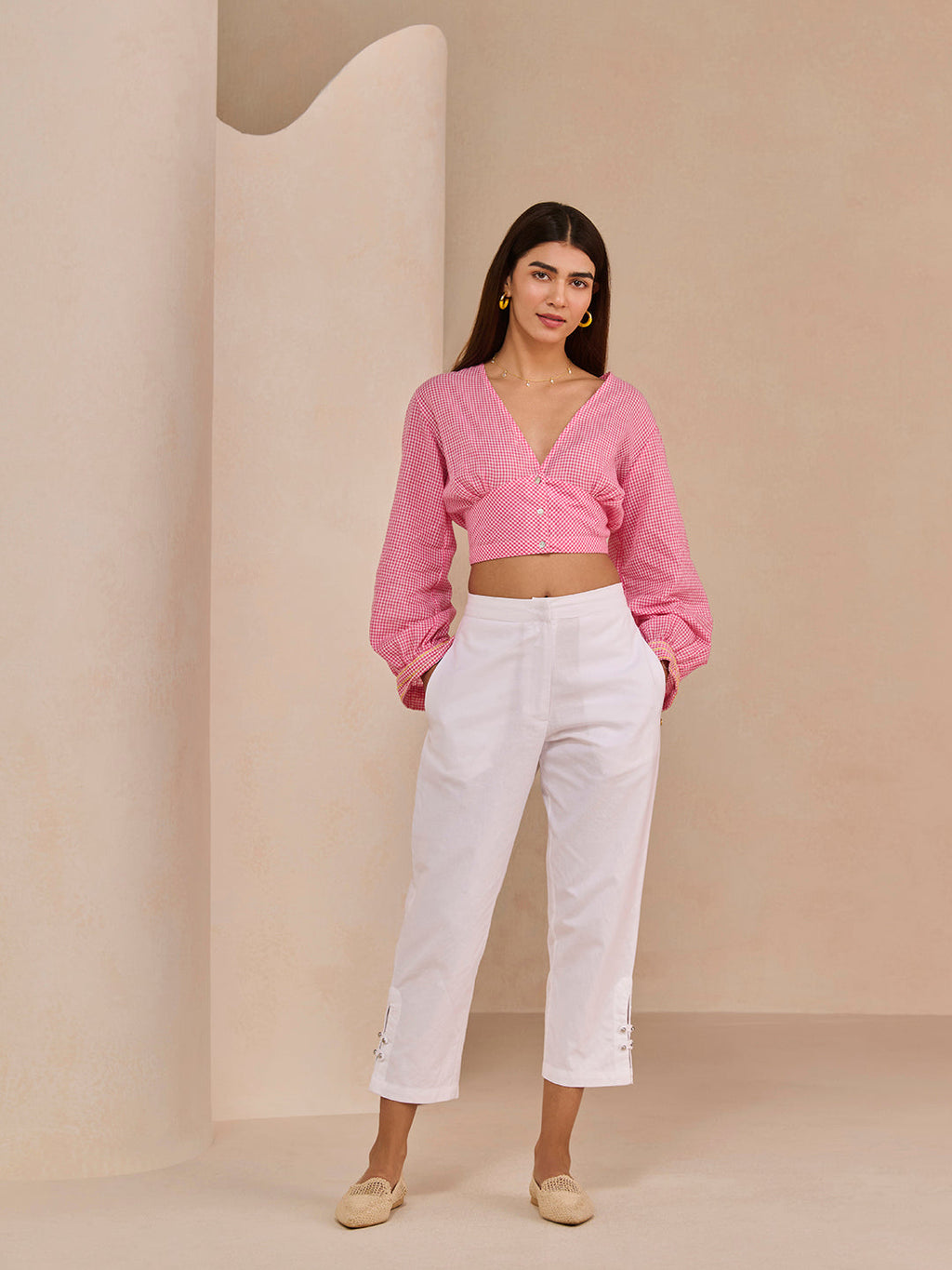 PINK GINGHAM IRIS TOP