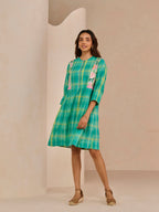 TURQ AQUA CHECK BRANCH DRESS