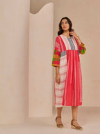 TRIM RED ROUCHA DRESS