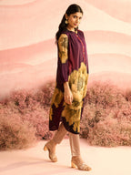 PURPLE FLORA GATHERED TUNIC