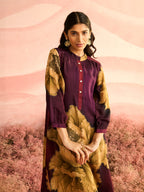 PURPLE FLORA GATHERED TUNIC