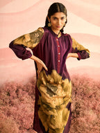 PURPLE FLORA GATHERED TUNIC