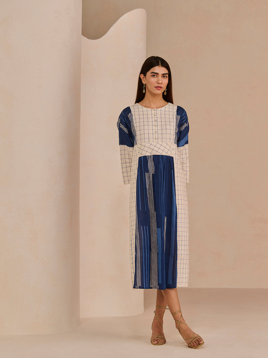 BLUE TRIM FRANK DRESS