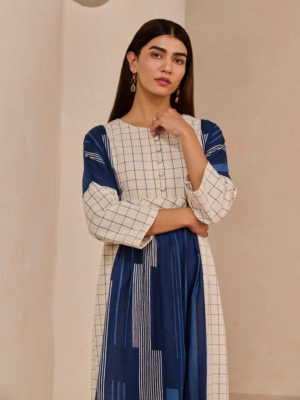 BLUE TRIM FRANK DRESS