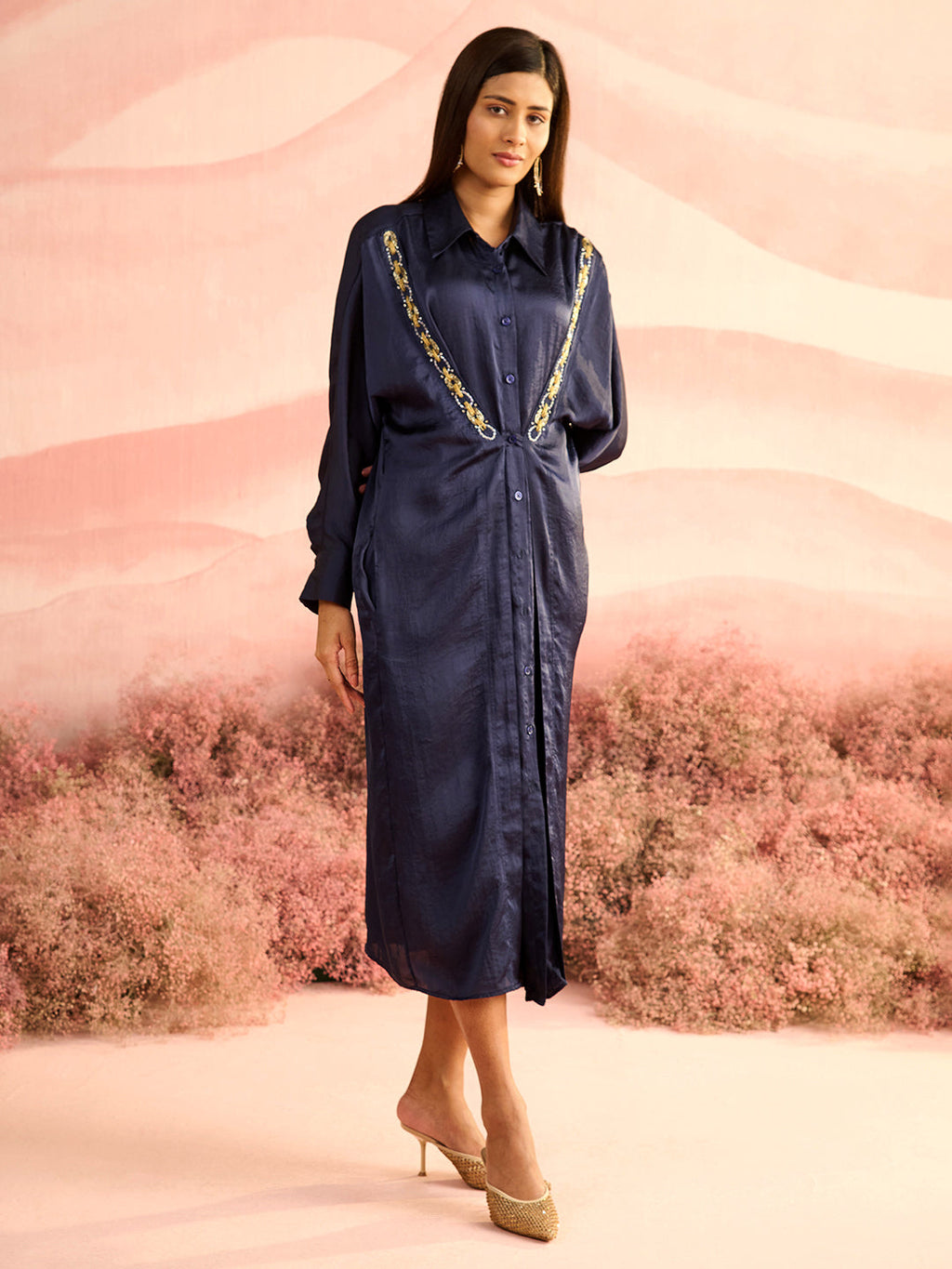 NAVY FLOX DRESS