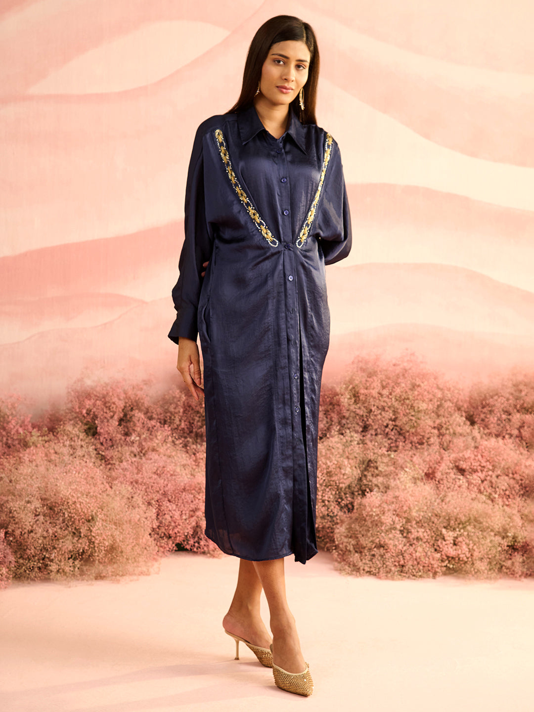 NAVY FLOX DRESS