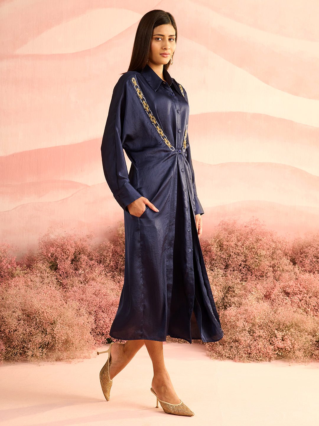 NAVY FLOX DRESS
