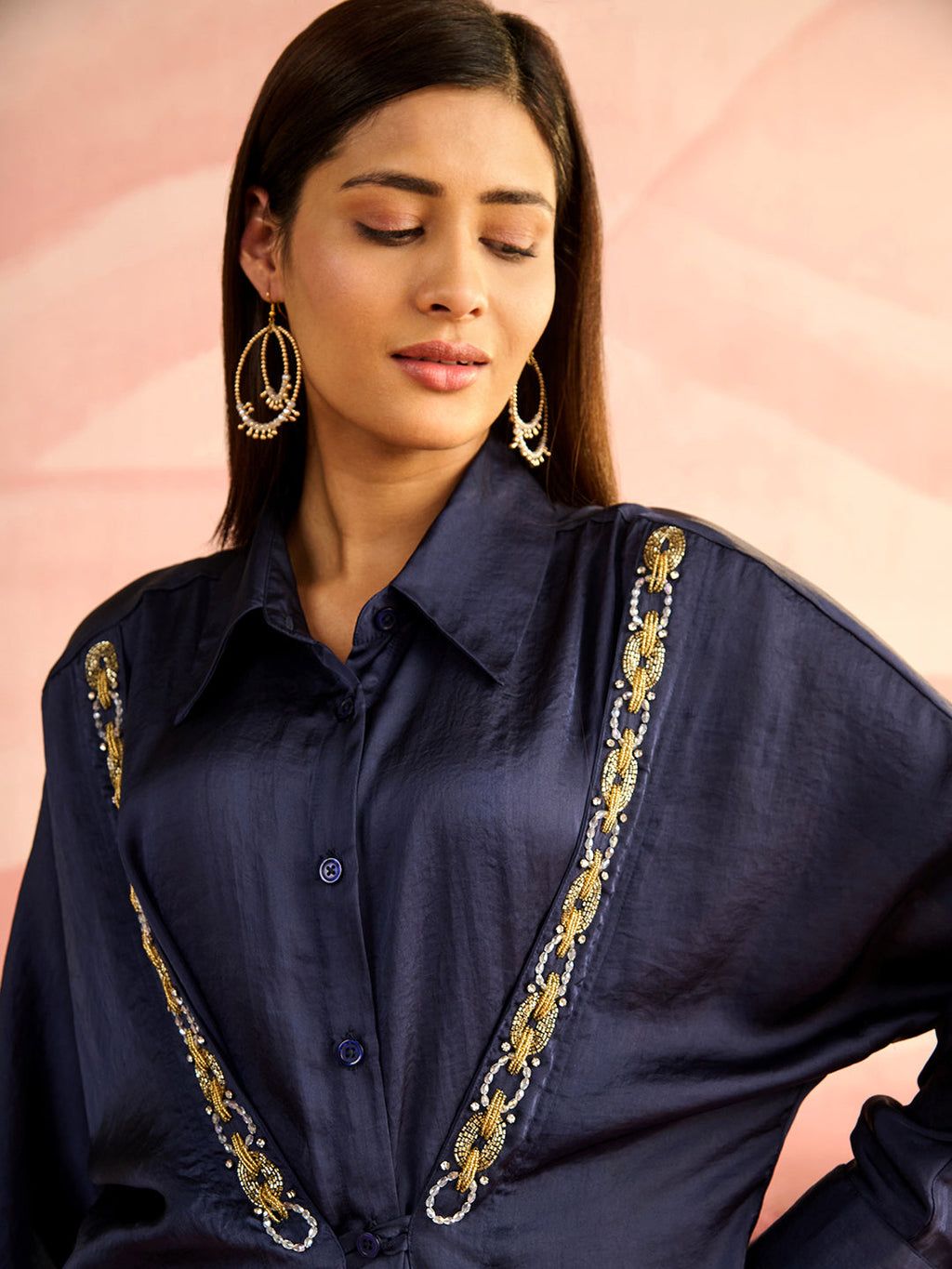 NAVY FLOX DRESS