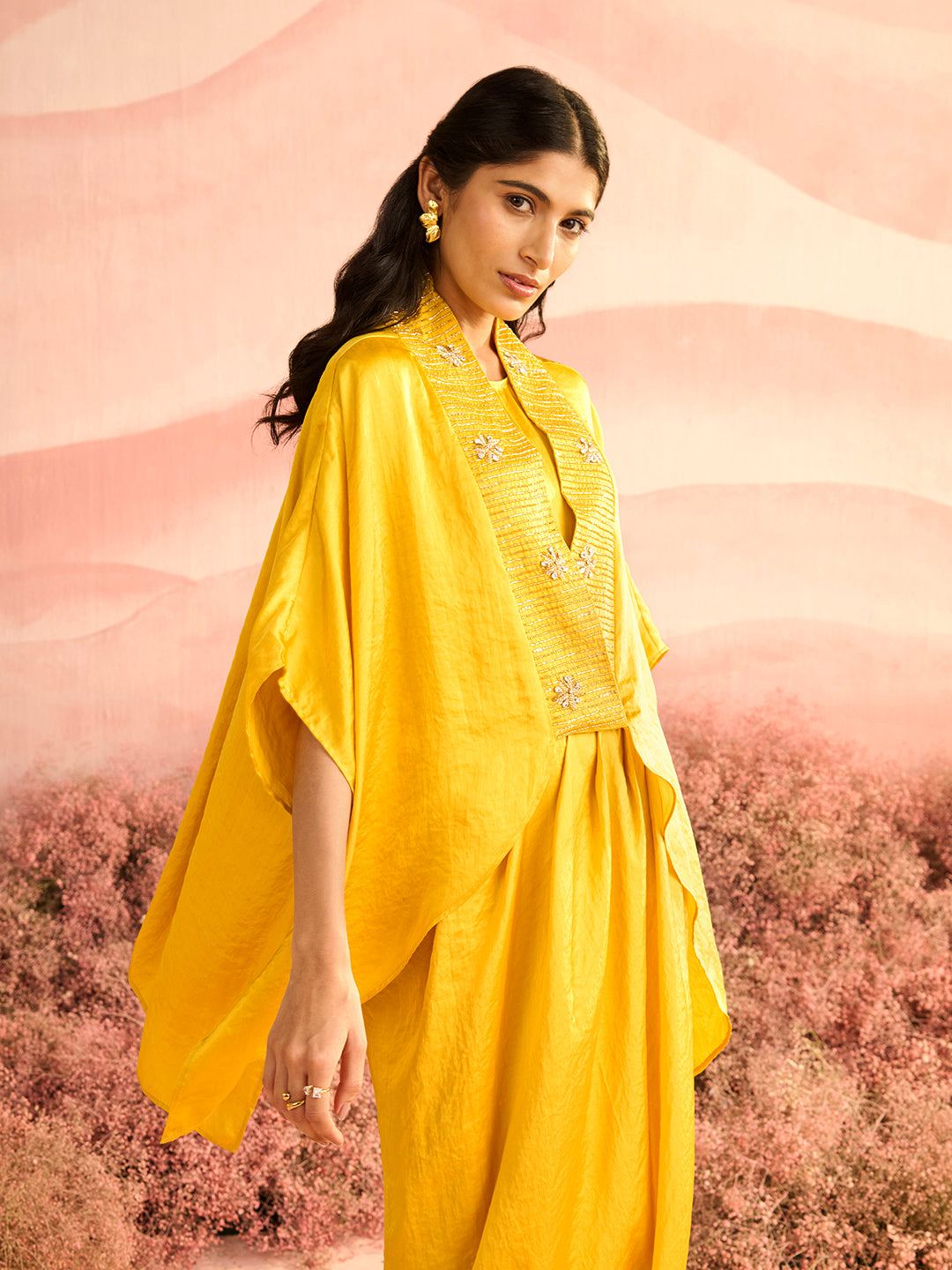 MUSTARD TULE DRESS