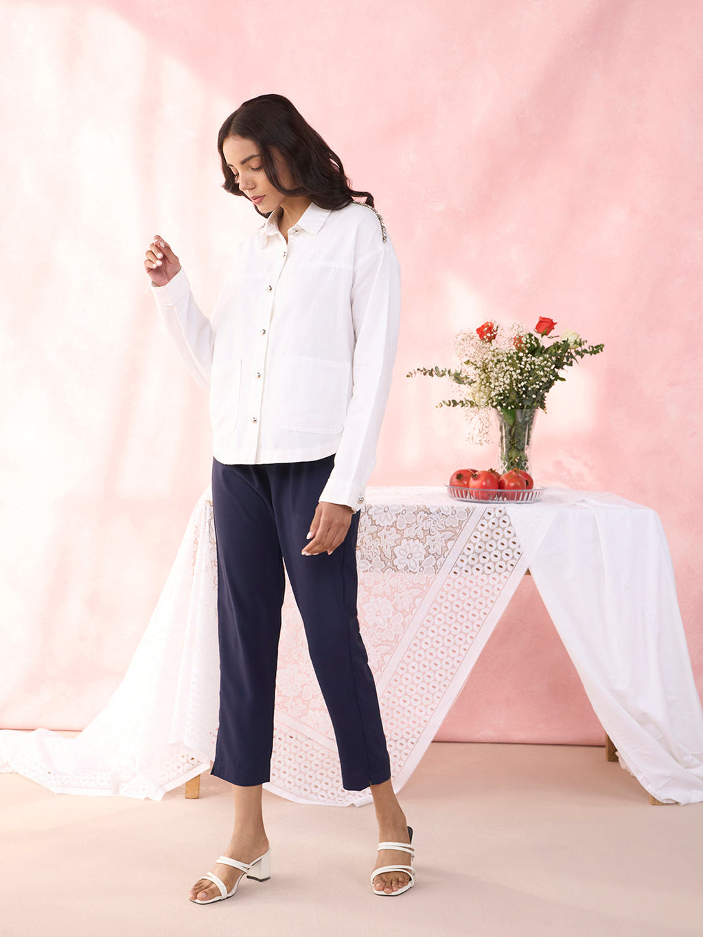 WHITE CABLE SHIRT